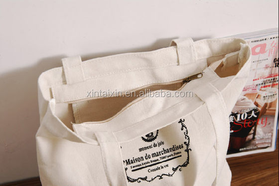Ecoの友好的で再使用可能なキャンバスの買物客袋の女性は綿の食料雑貨のジッパー手のために運
