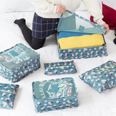 質  6 Pieces Polyester Travel Bag Set Clothing Shoes Cosmetic Luggage Organizer Set 工場