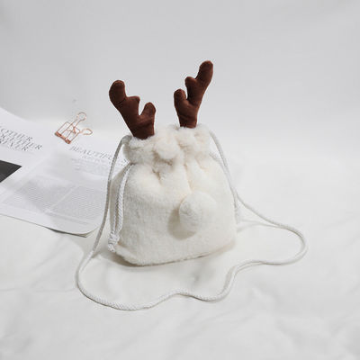 贅沢なクリスマスのドローストリング袋の冬の柔らかいトナカイの枝角のハンドバッグ