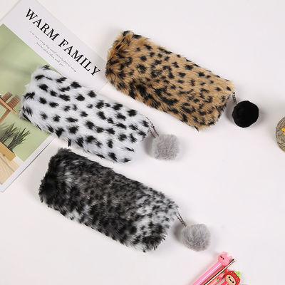 創造的なヒョウの印刷物のPlush筆箱のかわいいランドセルの文房具のPencilcaseの女の子の学用品学生の貯蔵袋