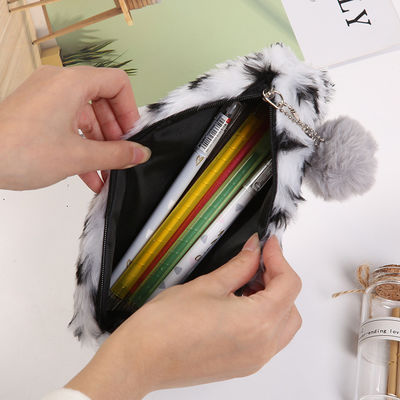 創造的なヒョウの印刷物のPlush筆箱のかわいいランドセルの文房具のPencilcaseの女の子の学用品学生の貯蔵袋