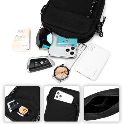 方法人の小さいショルダー・バッグの黒いハンドバッグ旅行札入れの小型Crossbody袋のパスポート クリップ移動式財布の革紐の首の袋
