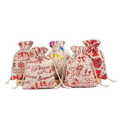 クリスマスのバーラップのジュートのドローストリング袋のバックパック キャンデーの袋はOEMを袋に入れる