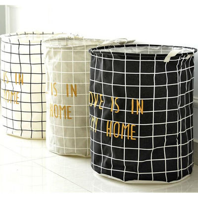 ラミーの綿の折り畳み式の洗濯物入れの円柱バーラップのキャンバスの貯蔵のバスケット