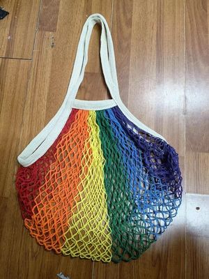 有機性綿の大きい純袋の女性の買物をする網は注文のロゴのポケットによって袋に入れる