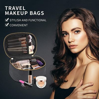 女性の携帯用防水構造のオルガナイザー袋の洗面用品のための構造袋旅行化粧品袋は3パックの黒を袋に入れる