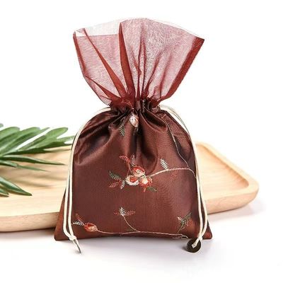 16*23 Cmの中国の絹のブロケードの宝石類の袋の結婚式の好意のドローストリング キャンデー袋