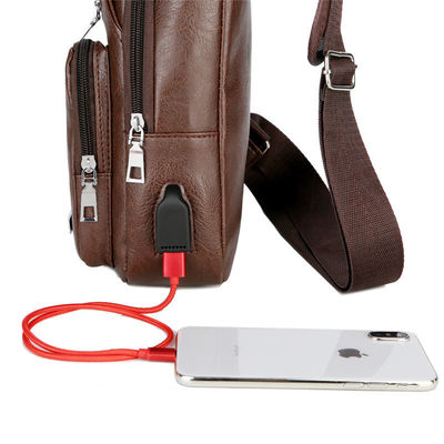 USBの調節可能なヘッドホーンの穴の男子シングルスの革紐の反盗難の充満箱袋
