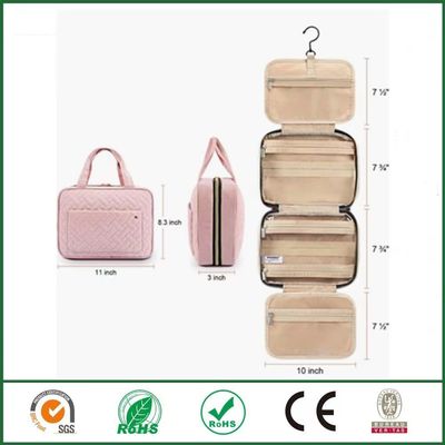 旅行洗面用品の構造袋の化粧品の収納箱は美しい綿のモモの毛皮をプリーツをつける