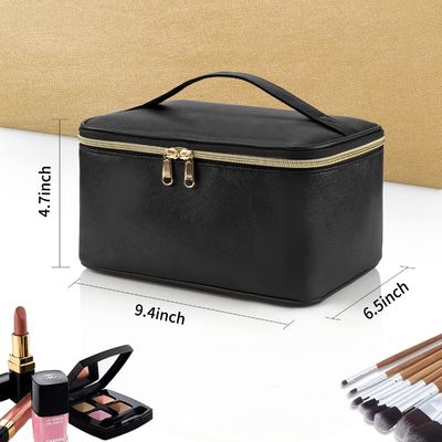 女性ハンドルが付いている携帯用cosmeticbagsの防水二重層のジッパー旅行化粧品袋