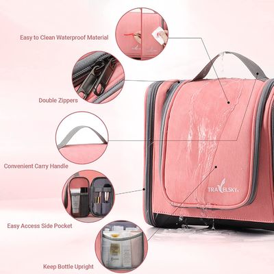 女性のための掛かる洗面用品袋、ピンクの構造旅行浴室袋は、防水中型の女性袋洗面用品移動する