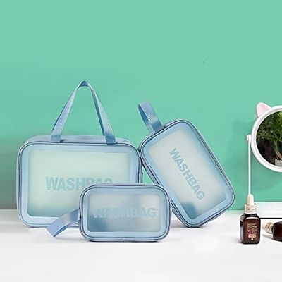 明確な洗面用品袋3 PCSの構造の化粧品女性のための透明な旅行洗浄袋