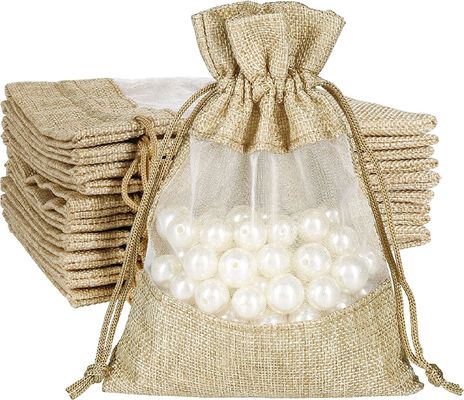 軽量の耐久のバーラップ キャンデーの結婚披露宴の好意のための薄い袋のドローストリングのギフト袋の宝石類の袋