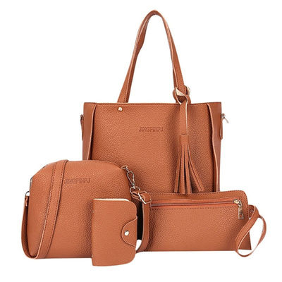 4Pcs/Set女性PU Crossbody袋は女性がすぼめる革ショルダー・バッグを置いた