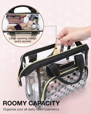 Lightweitの女性のかわいいCosmeticsPouchの洗面用品の付属品のための透明な構造袋のオルガナイザーの例はポークにブラシをかける