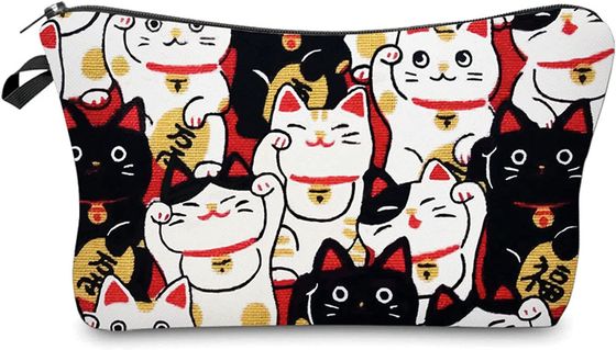 女性の構造袋防水洗面用品袋の付属品のオルガナイザーのための幸運な猫の化粧品袋は移動する