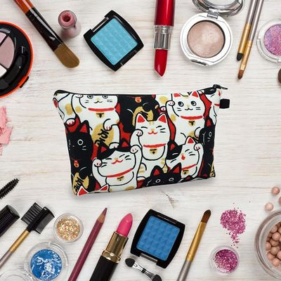 女性の構造袋防水洗面用品袋の付属品のオルガナイザーのための幸運な猫の化粧品袋は移動する