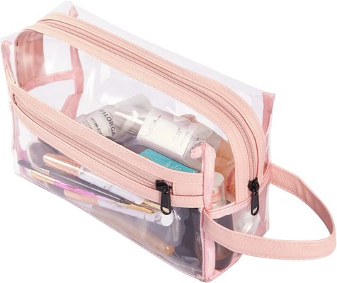 女性のためのピンクの明確な洗面用品袋、旅行シャンプー、洗面用品の付属品のための防水化粧品の構造のオルガナイザー袋