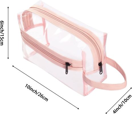 女性のためのピンクの明確な洗面用品袋、旅行シャンプー、洗面用品の付属品のための防水化粧品の構造のオルガナイザー袋