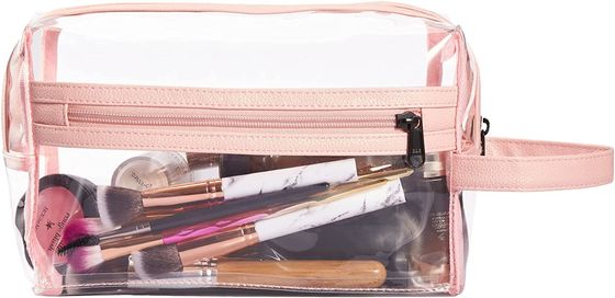 女性のためのピンクの明確な洗面用品袋、旅行シャンプー、洗面用品の付属品のための防水化粧品の構造のオルガナイザー袋