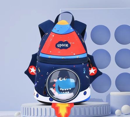 ロケットの形SBRの子供は3Dネオプレンの教育袋をbackpack   柔らかい幼稚園袋ライト女の子のバックパック