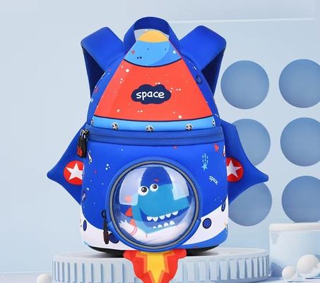 ロケットの形SBRの子供は3Dネオプレンの教育袋をbackpack   柔らかい幼稚園袋ライト女の子のバックパック