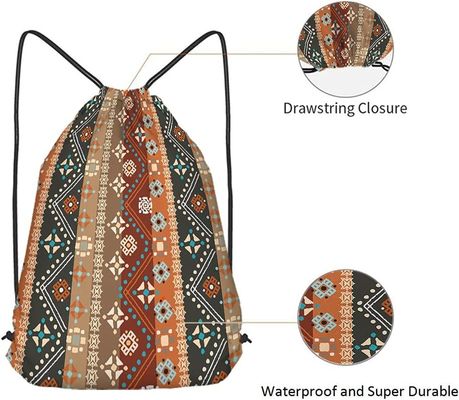 Bohoの花のドローストリング袋のバックパックのボヘミア人は種族の芸術のろうけつ染めの継ぎ目が無いパターンのスタイルを作る