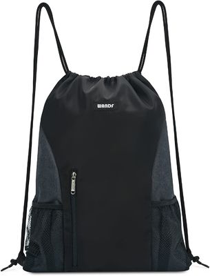 網との耐久のドローストリングのバックパックのスポーツSackpackは懐に入れる女性の人の子供（黒）のための防水網袋を