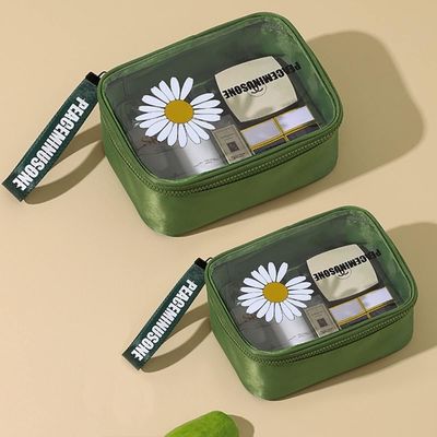 デイジー透明化粧品 PVC 防水トラベルメイクアップバッググリーン女性男性用