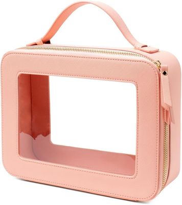 旅行用 トイレットリー 化粧品 バッグケース 女性用 ベーガン レザー メイクアップ バッグ ハンドル