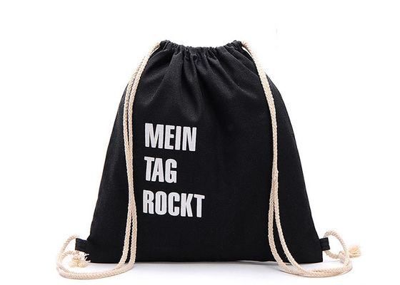 人のための注文のロゴのキャンバスのドローストリング袋の黒いキャンバスの鞍帯のバックパック