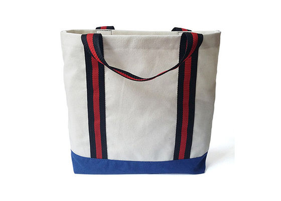 白くおよび青のキャンバスのトート バックの食料雑貨の再使用可能なキャンバスの買い物袋